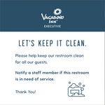 Vagabond Inn Executive Public Restroom "Keep Clean" Decal